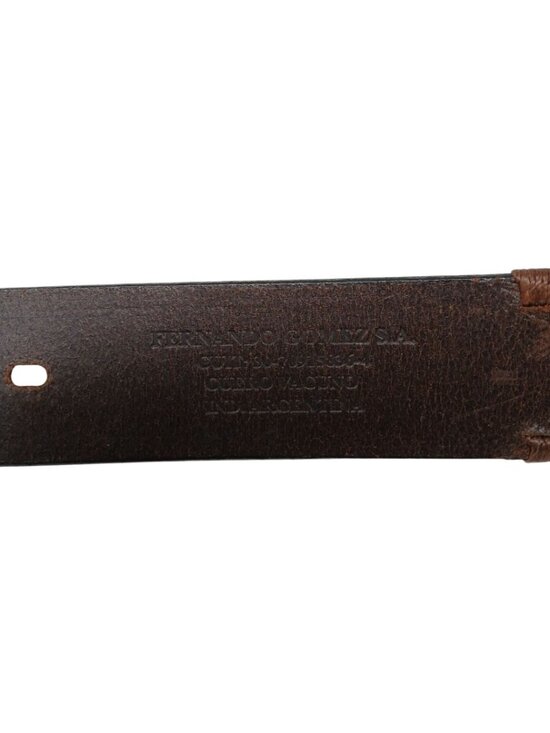 Gaucho Brown Leather Belt 80 cm 30-32 Embroidered Western Tribal w/Buckle #D35-I main image 5